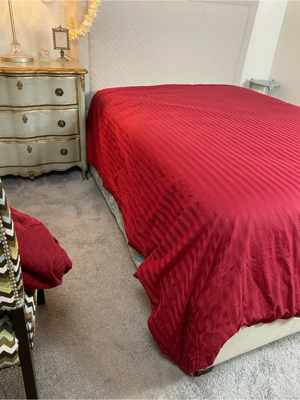 Wamsutta Red Striped Duvet Cover Damask